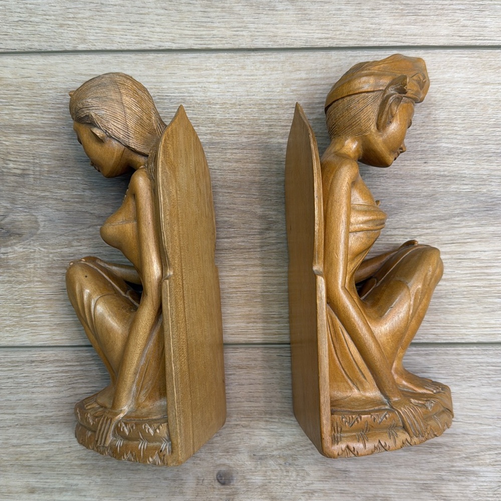 Vintage Hand Carved Balinese Bookends - Picture 4 of 14